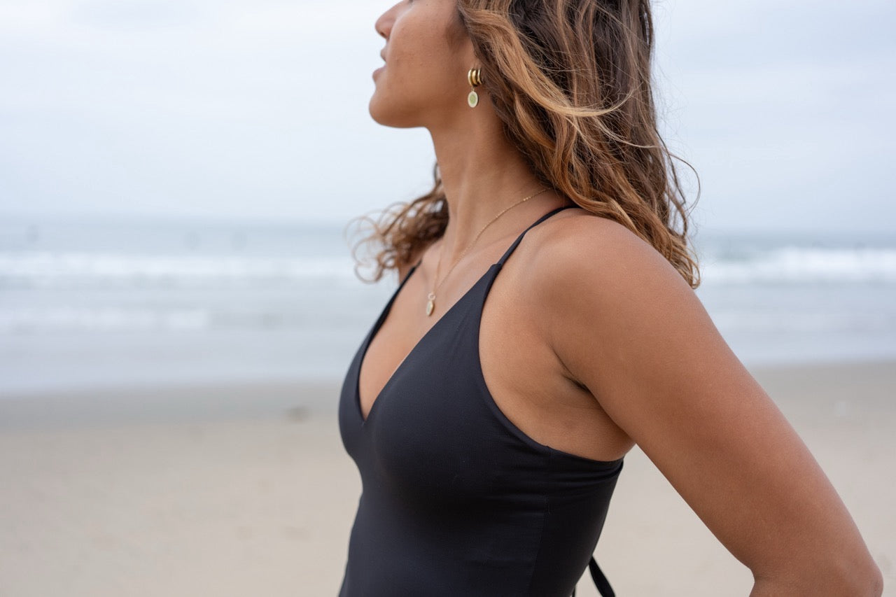 One-Piece Tie Back Black